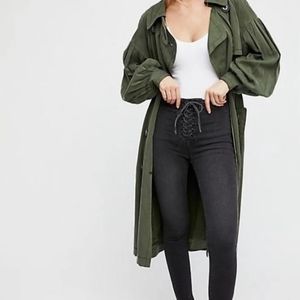 Free People High Waisted Skinny Lace Up Jeans